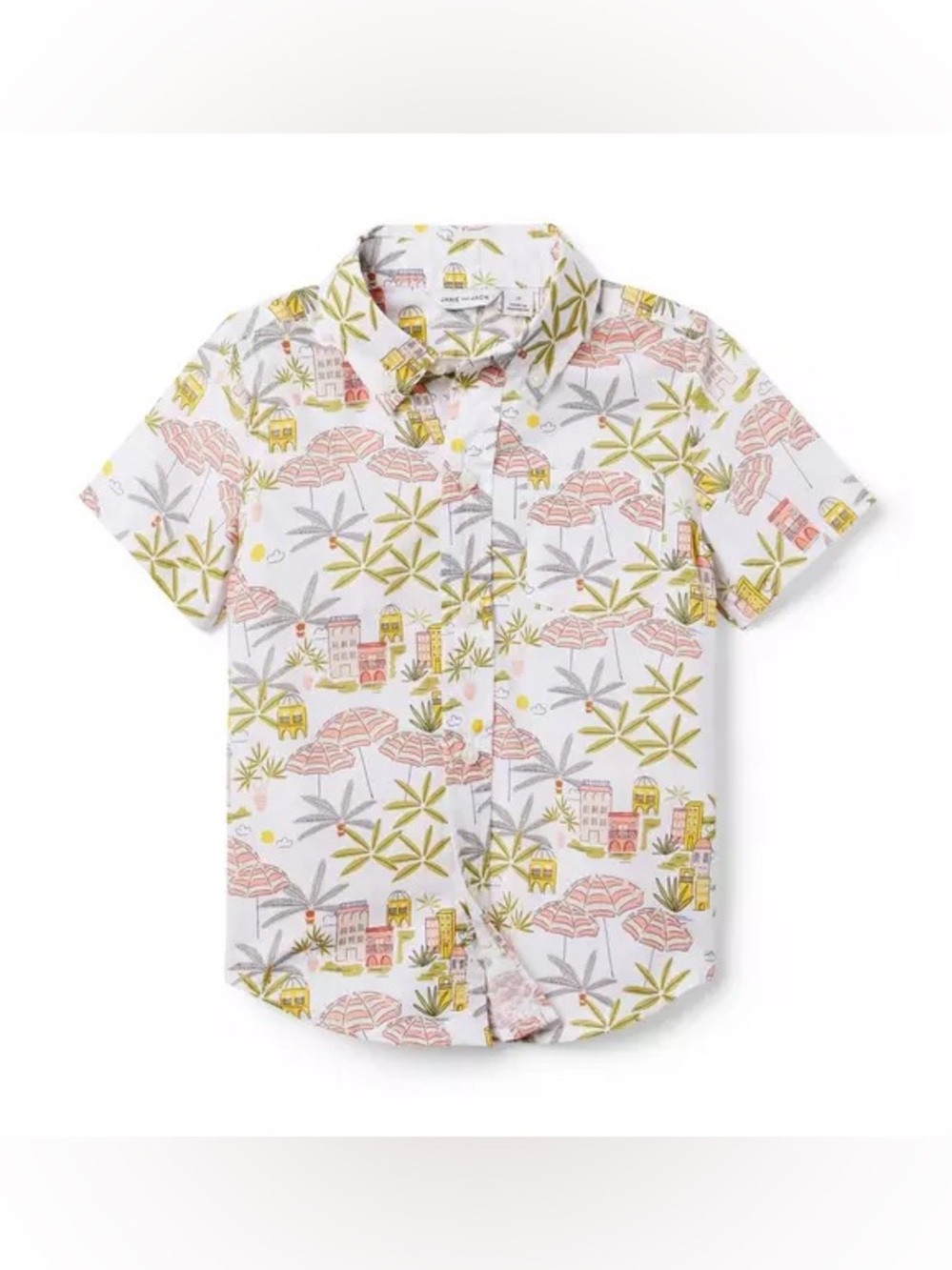 JANIE & JACK Boys Destination Poplin 100% Cotton Beach Vacation Shirt size 12